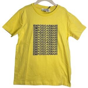 Emporio Armani Kids Boys Yellow T-shirt Logo Graphic Size 8A Brand New Luxury